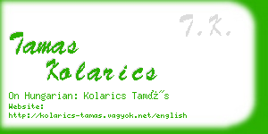 tamas kolarics business card